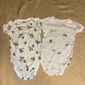 Carter's Child of Mine White and Brown Baby Onesie 
And carters onesie w/animals